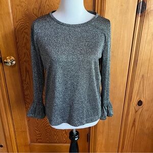 J Crew bell sleeve sparkle glitter top NWOT